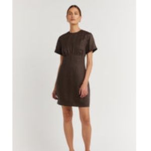 DISSH chocolate little linen dress